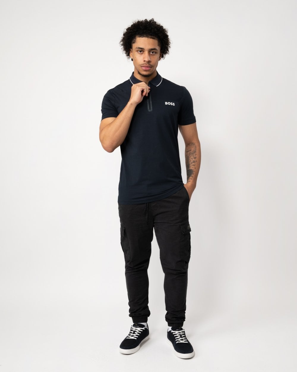 BOSS Green BOSS Green Philix Mens Slim Fit Zip-Neck Polo Shirt