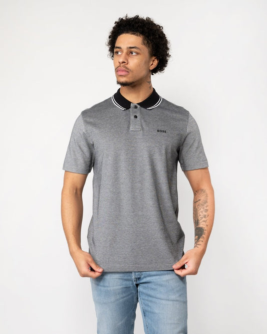 BOSS Orange Oxford New Mens Contrast Collar Short Sleeve Polo Shirt