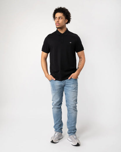 GANT Mens Regular Fit Short Sleeve Shield Logo Pique Polo NOS - 5 Black