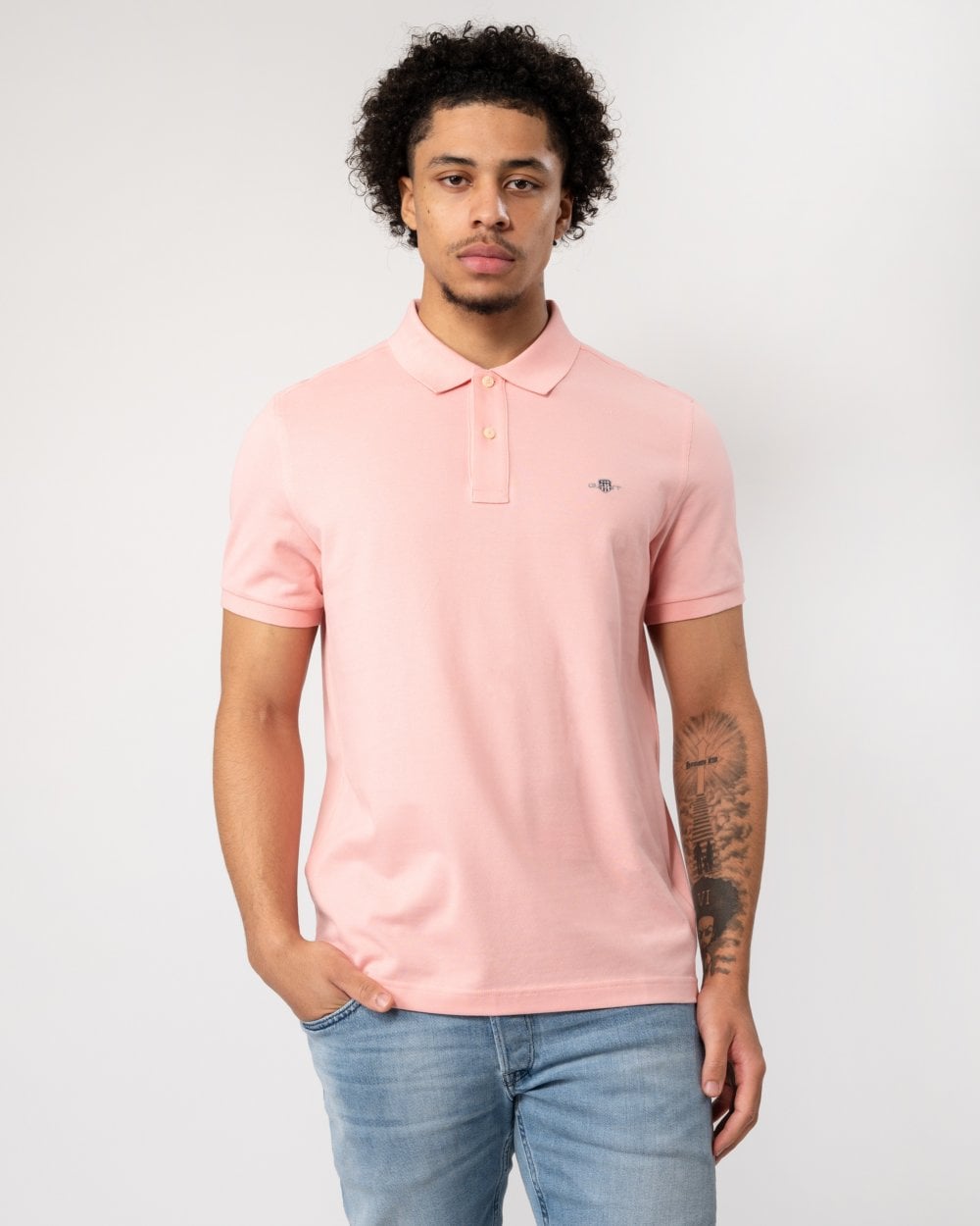 GANT Mens Slim Fit Short Sleeve Shield Logo Pique Polo - 671 Bubblegum Pink