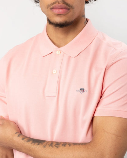 GANT Mens Slim Fit Short Sleeve Shield Logo Pique Polo - 671 Bubblegum Pink