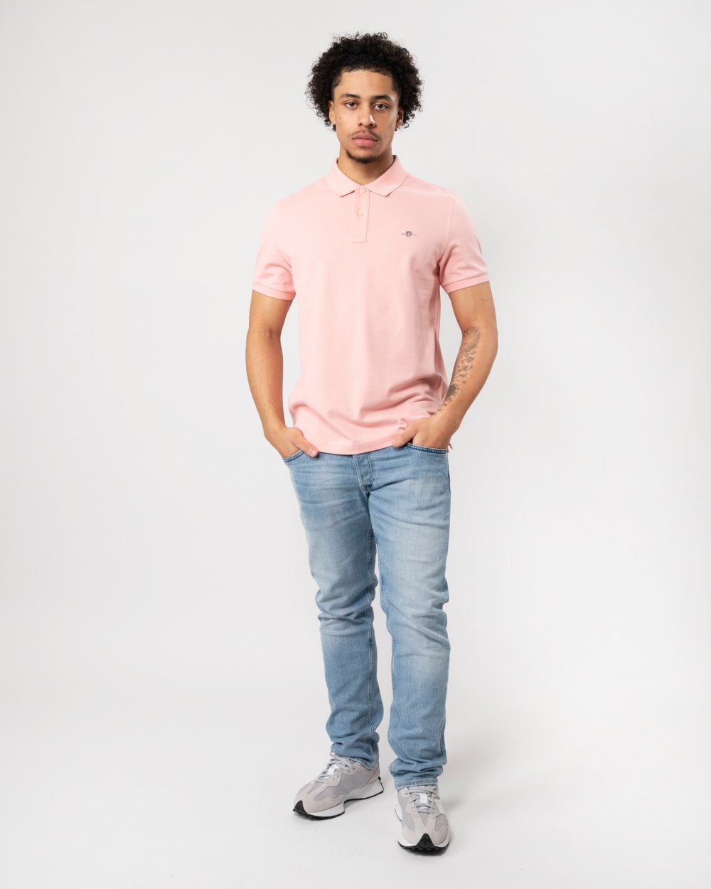 GANT Mens Slim Fit Short Sleeve Shield Logo Pique Polo - 671 Bubblegum Pink