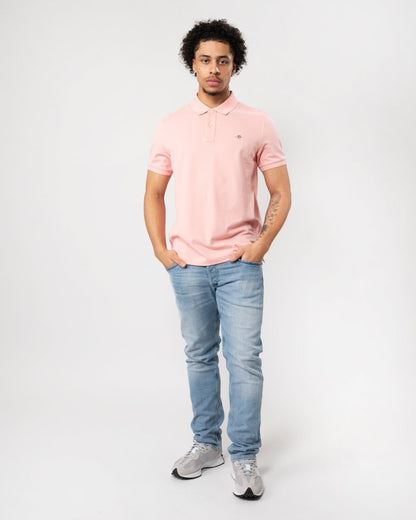 GANT Mens Slim Fit Short Sleeve Shield Logo Pique Polo - 671 Bubblegum Pink