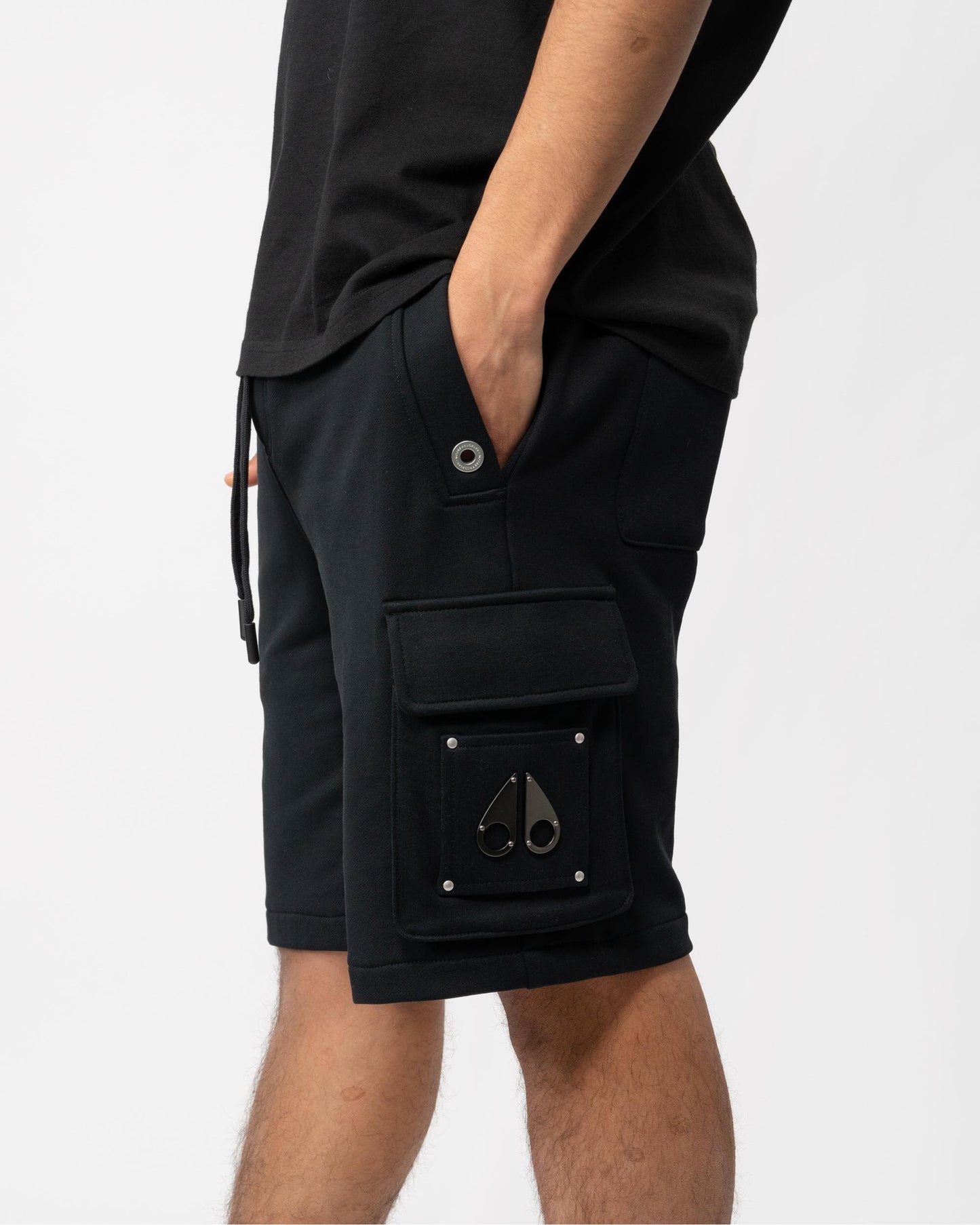 Moose Knuckles Hartsfield Mens Cargo Shorts - Black 292 - CHO - Designer Mens Shorts