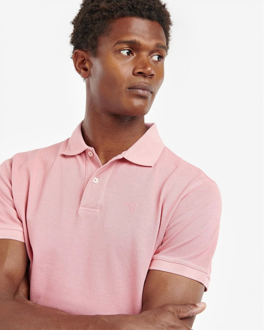 Barbour Wash Sports Mens Polo Shirt - Pink Salt