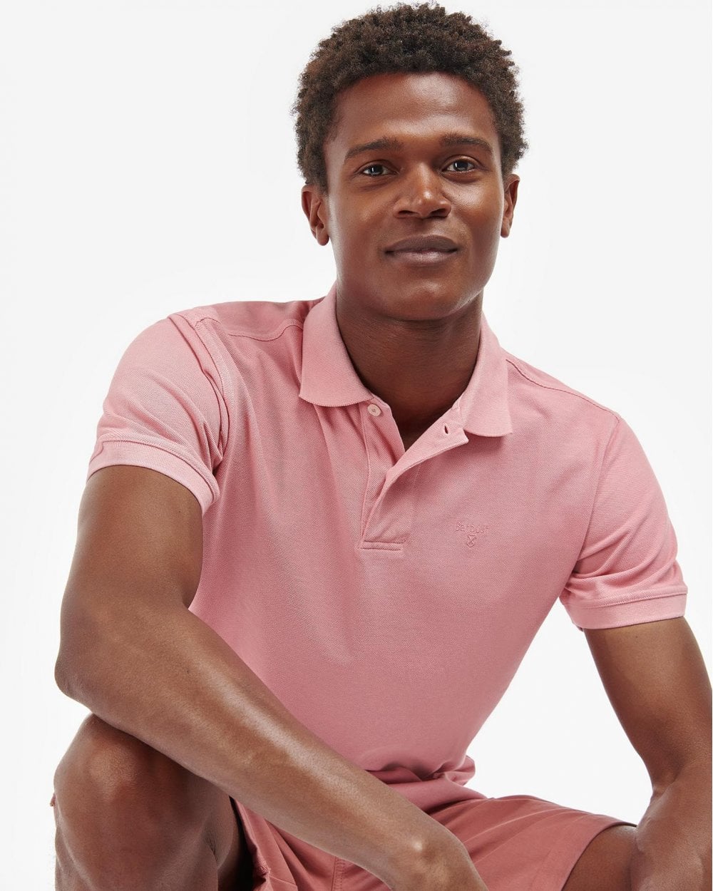 Barbour Wash Sports Mens Polo Shirt - Pink Salt