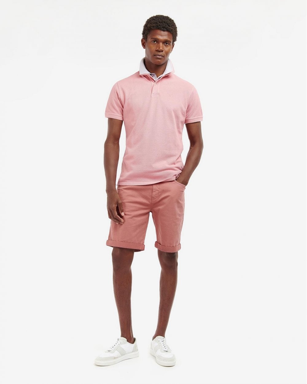 Barbour Wash Sports Mens Polo Shirt - Pink Salt