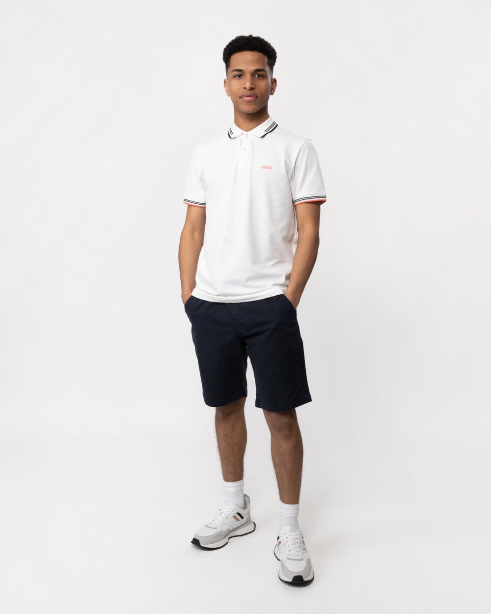 BOSS Green Paul Mens Short Sleeve Polo Shirt With Contrast Tipping - Natural 102