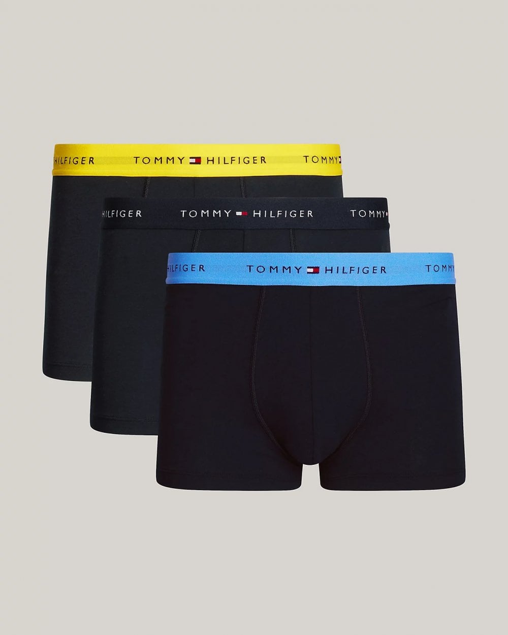 Tommy Hilfiger 3 Pack Mens Colour Waistband Trunks - Valley Yellow/Blue Spell/Desert Sky