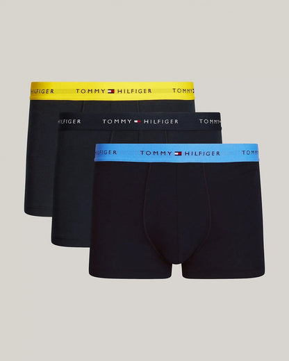 Tommy Hilfiger 3 Pack Mens Colour Waistband Trunks - Valley Yellow/Blue Spell/Desert Sky