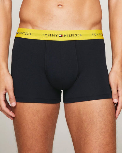 Tommy Hilfiger 3 Pack Mens Colour Waistband Trunks - Valley Yellow/Blue Spell/Desert Sky