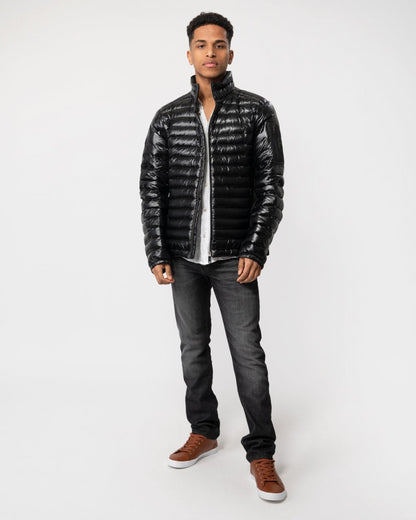 BOSS Green J Techno Mens Lightweight Water-Repellent Jacket With Down Filling - Black 001
