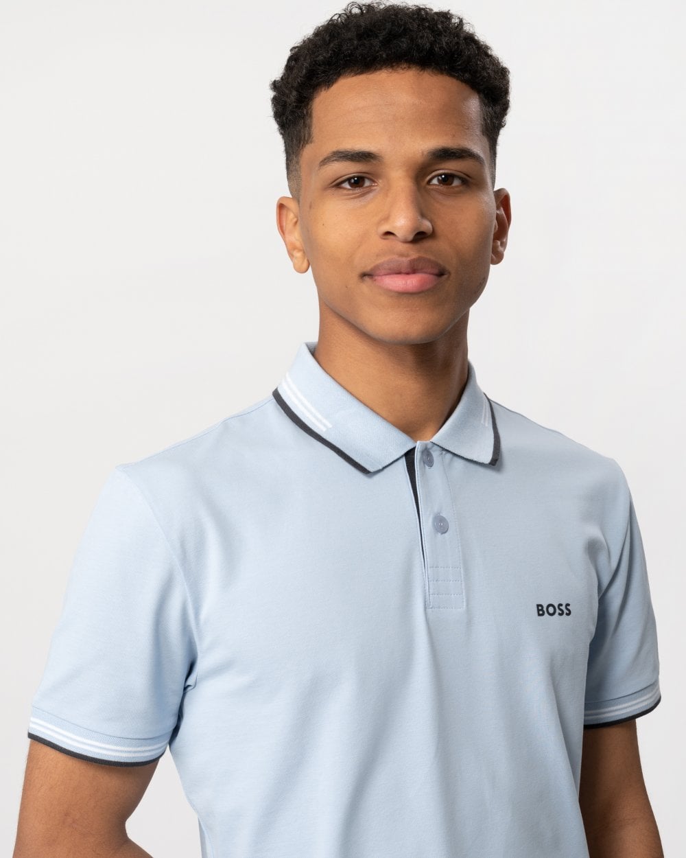 BOSS Green Paul Mens Short Sleeve Polo Shirt With Contrast Tipping - Pale Purple 527