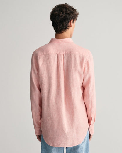 GANT Mens Regular Linen Long Sleeve Shirt - 624 Peachy Pink