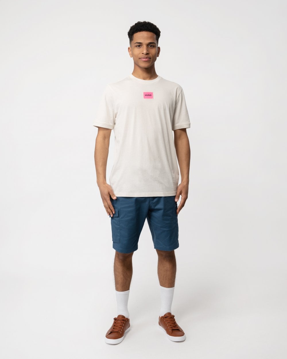 HUGO Diragolino212 Label Logo Mens T-Shirt - Open White 121
