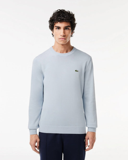Lacoste Mens Organic Cotton Crew Neck Sweater - Phoenix Blue J2G - CHO - Designer Mens Jumpers