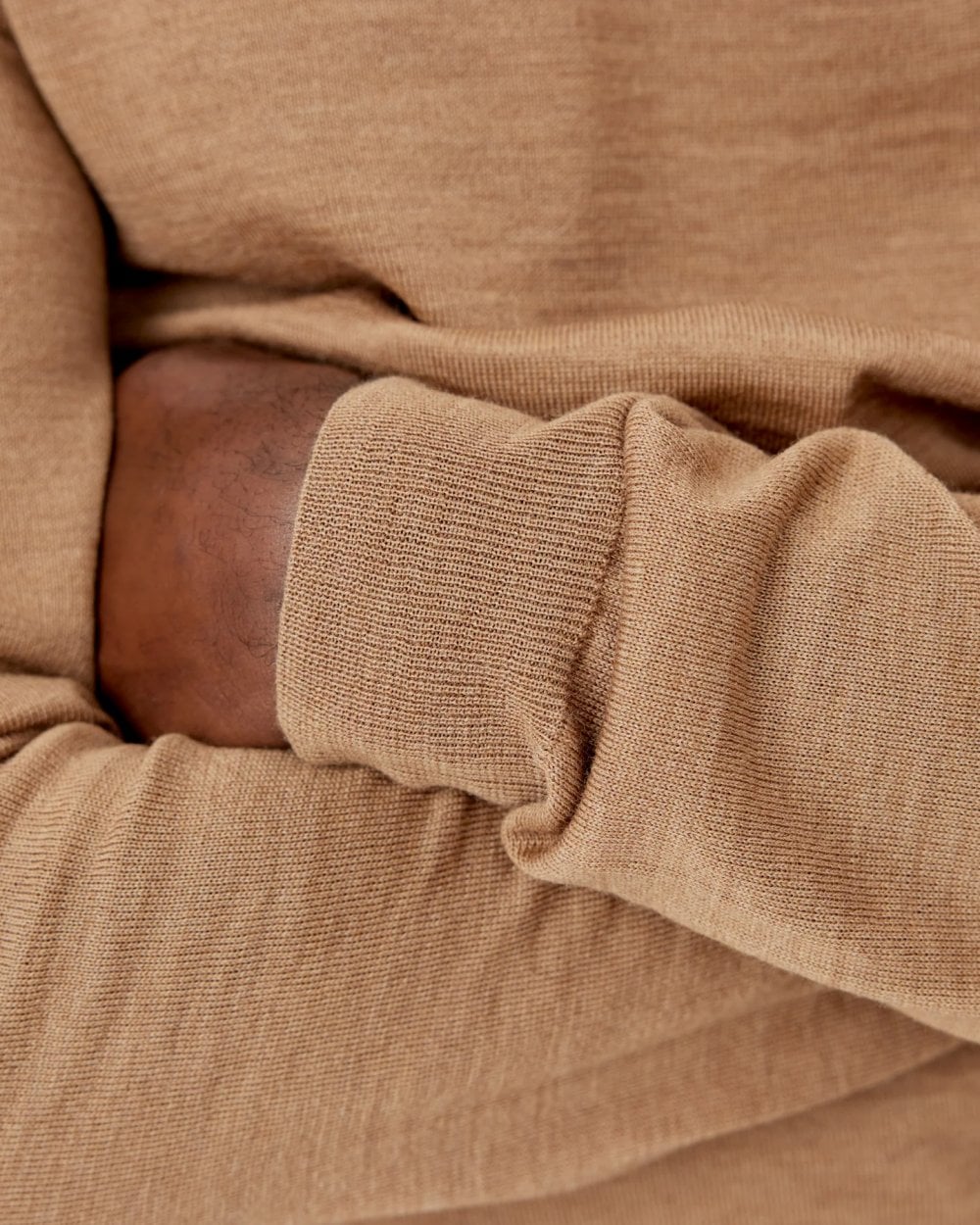 Oliver Sweeney Curragh Mens 1/4 Zip Funnel Neck Merino Wool Jumper - Camel