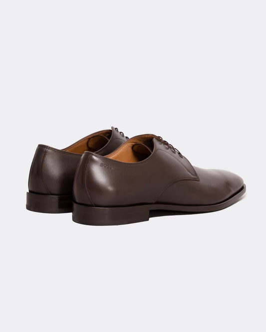 BOSS Orange Lisbon Mens Leather Derby Shoes With Leather Lining - Dark Brown 202