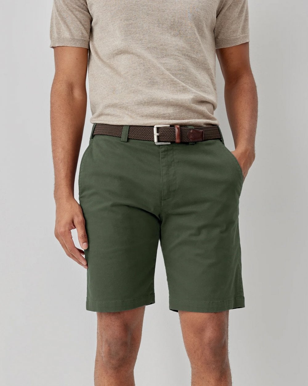 Oliver Sweeney Frades Mens Italian Cotton Chino Shorts - Olive