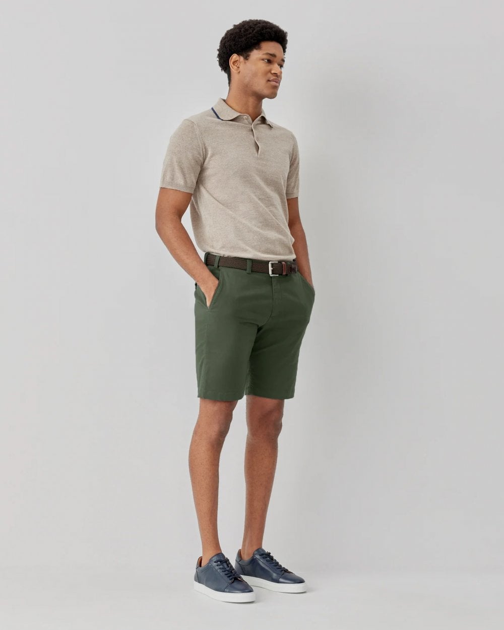 Oliver Sweeney Frades Mens Italian Cotton Chino Shorts - Olive