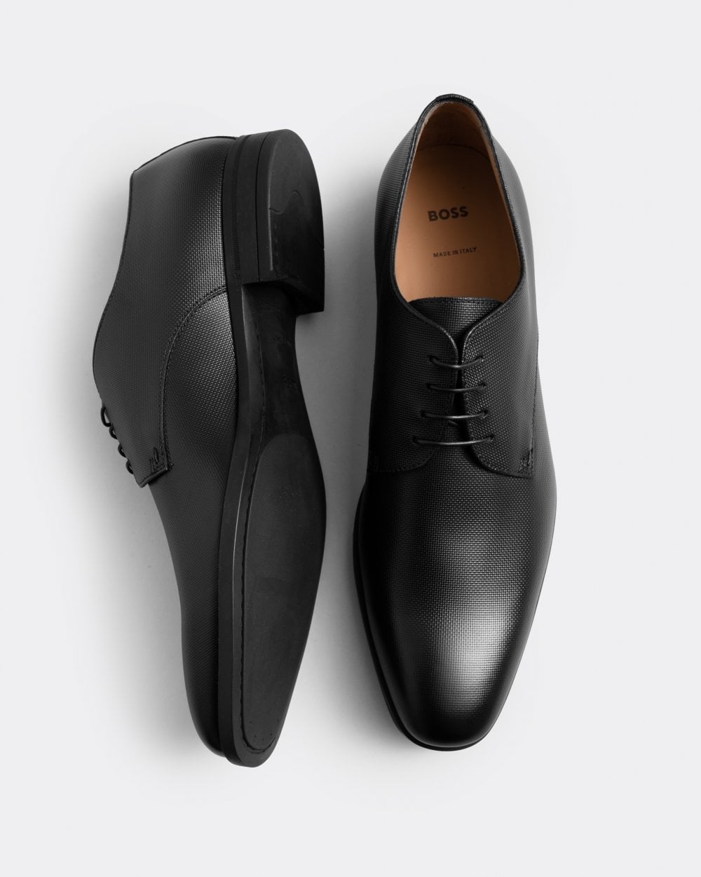 BOSS Orange Kensington Mens Embossed Leather Derby Shoes With Rubber Outsole