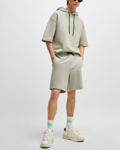 HUGO Diz222 Mens Cotton Terry Shorts with Logo Label - Light/Pastel Grey 055
