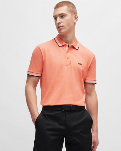 BOSS Green Paddy Contrast Mens Polo - Open Red 649