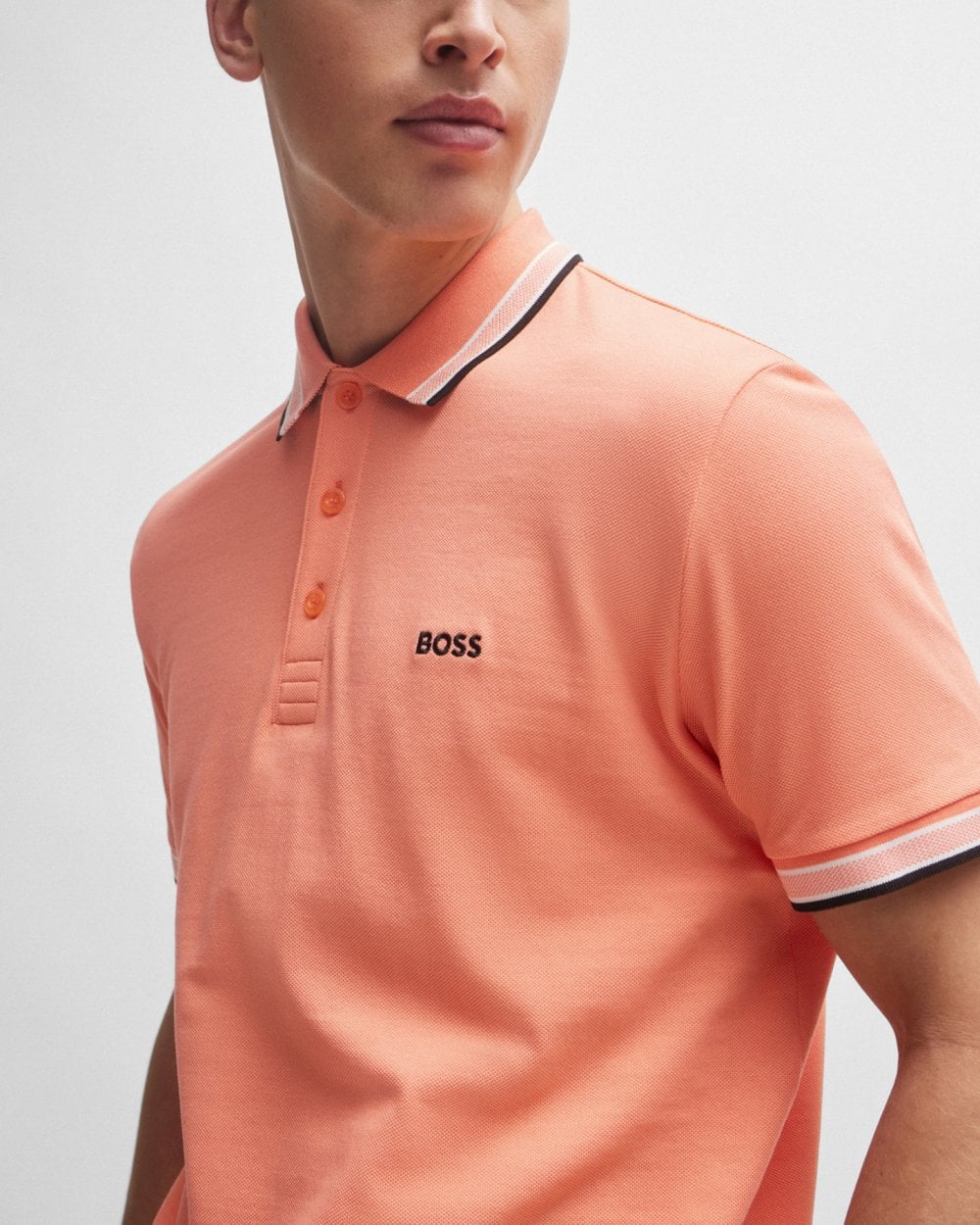 BOSS Green Paddy Contrast Mens Polo - Open Red 649