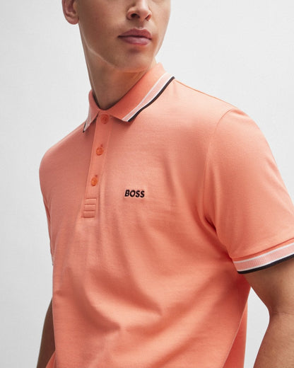 BOSS Green Paddy Contrast Mens Polo - Open Red 649