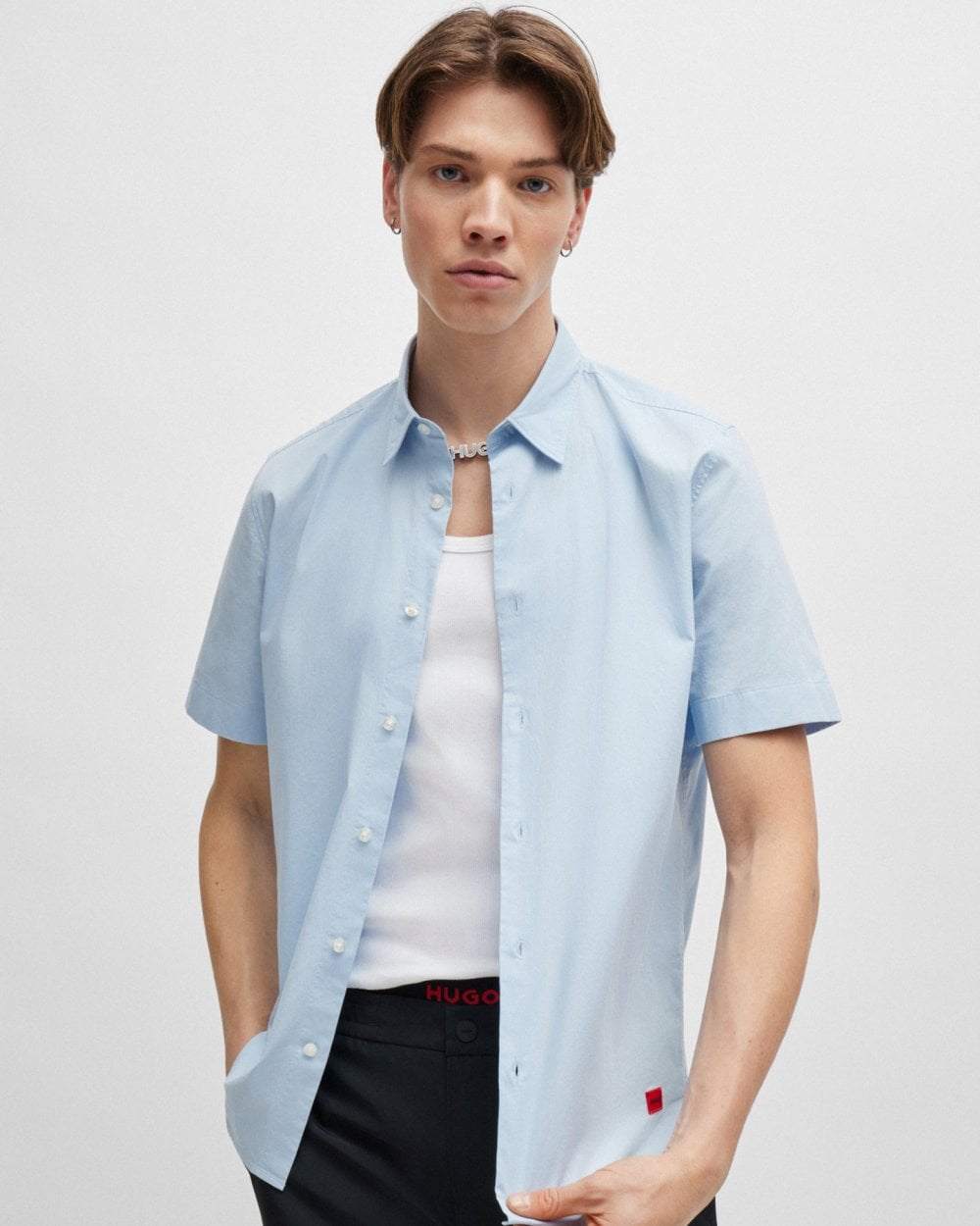 HUGO Ebor Relaxed Fit Mens Stretch Cotton Shirt