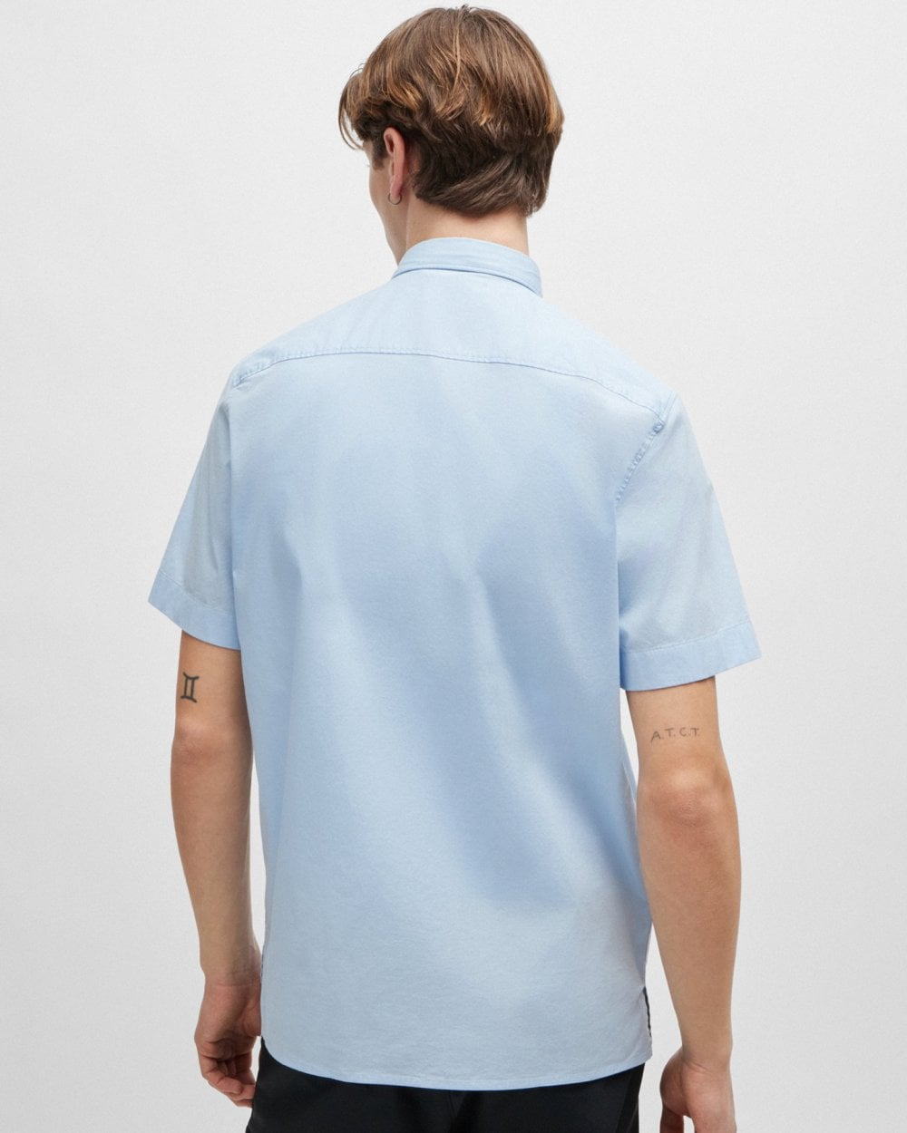 HUGO Ebor Relaxed Fit Mens Stretch Cotton Shirt - Light/Pastel Blue 455