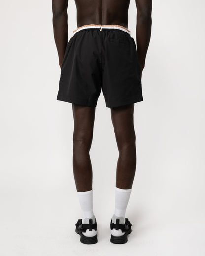 BOSS Orange Isle Mens Ripstop-Fabric Swim Shorts with Contrast Logo - Black 001