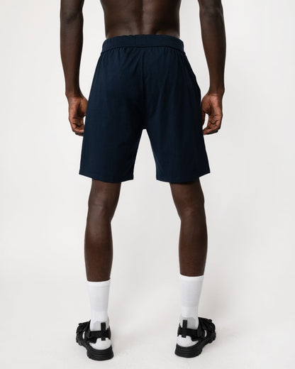 BOSS Orange Unique Mens Stretch-Cotton Pyjama Shorts with Logo Print - Dark Blue 402
