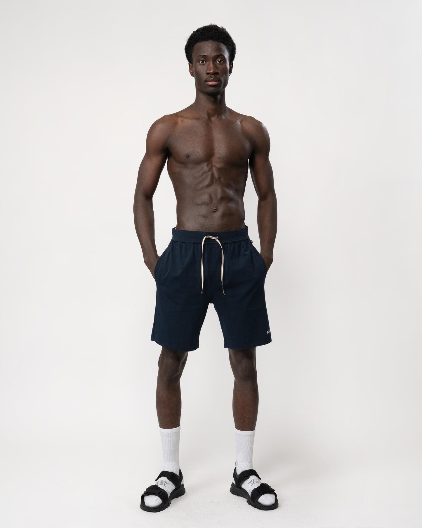 BOSS Orange Unique Mens Stretch-Cotton Pyjama Shorts with Logo Print - Dark Blue 402