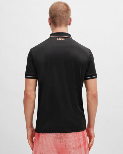 BOSS Green Paul Pro Mens Tipped Polo Shirt - Black 002