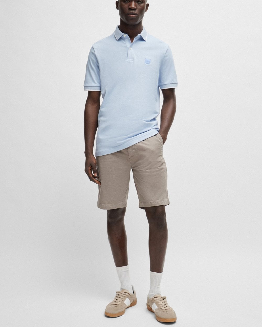 BOSS Orange Passertip Mens Short Sleeve Polo Shirt With Tipped Collar - Open Blue 460