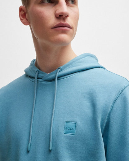 BOSS Orange Wetalk Mens Pullover Hoodie With Logo Patch - Open Blue 486