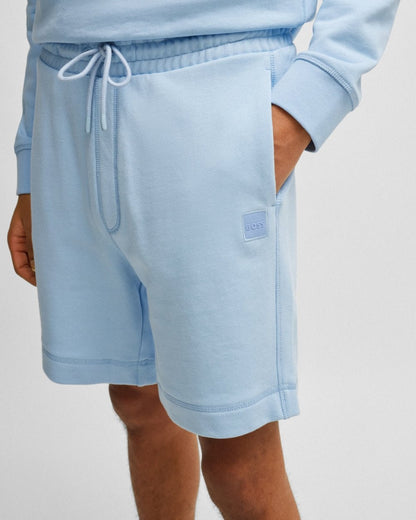 BOSS Orange Sewalk Mens Cotton-Terry Shorts With Logo Badge - Open Blue 460