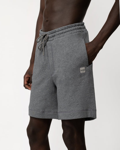BOSS Orange Sewalk Mens Cotton-Terry Shorts With Logo Badge - Light/Pastel Grey 051