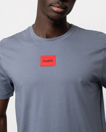HUGO Diragolino212 Label Logo Mens T-Shirt - Open Blue 462