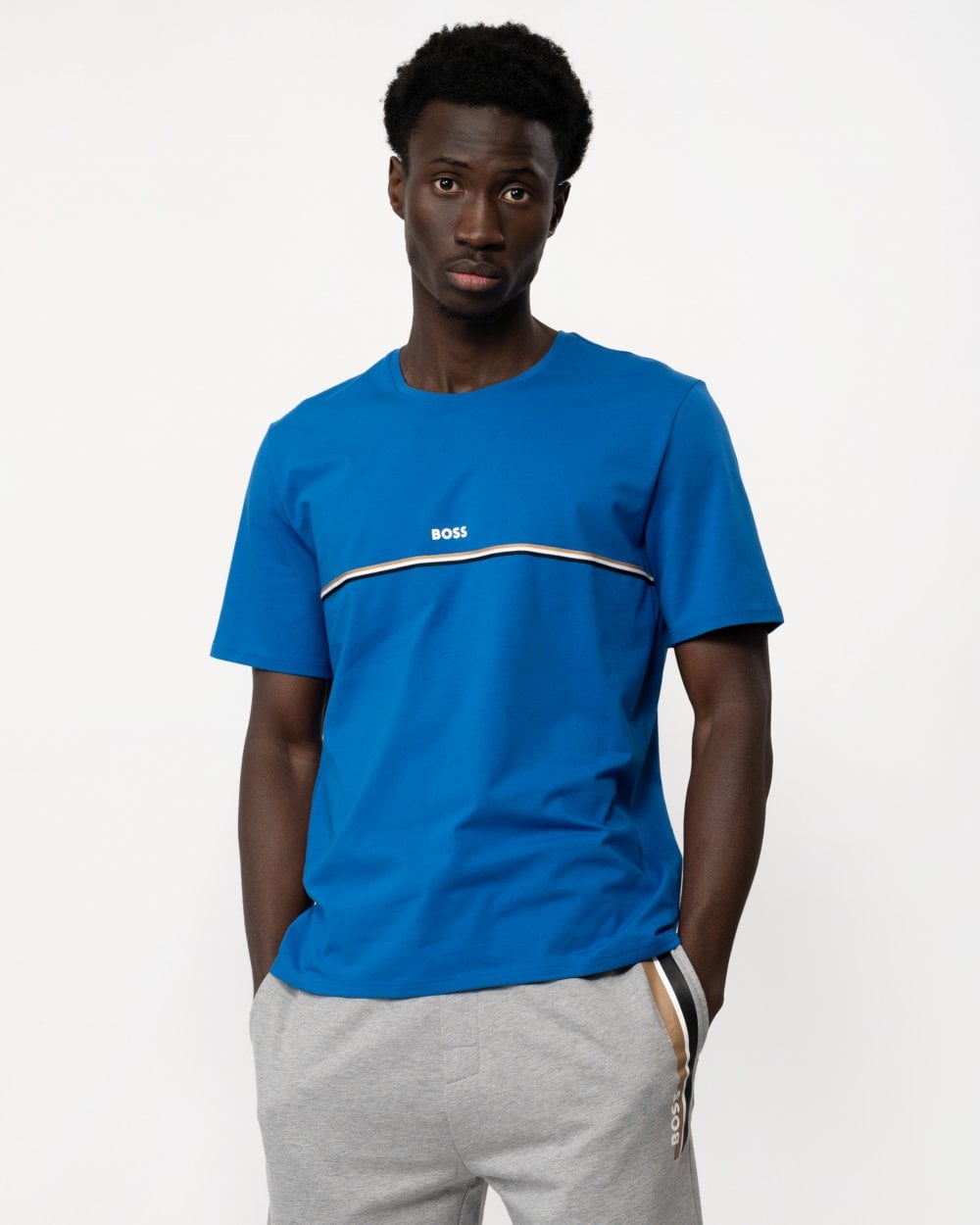 BOSS Orange Unique Mens Stretch-Cotton Pyjama T-Shirt with Logo Print