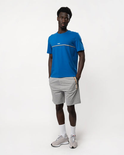 BOSS Orange Unique Mens Stretch-Cotton Pyjama T-Shirt with Logo Print - Medium Blue 423