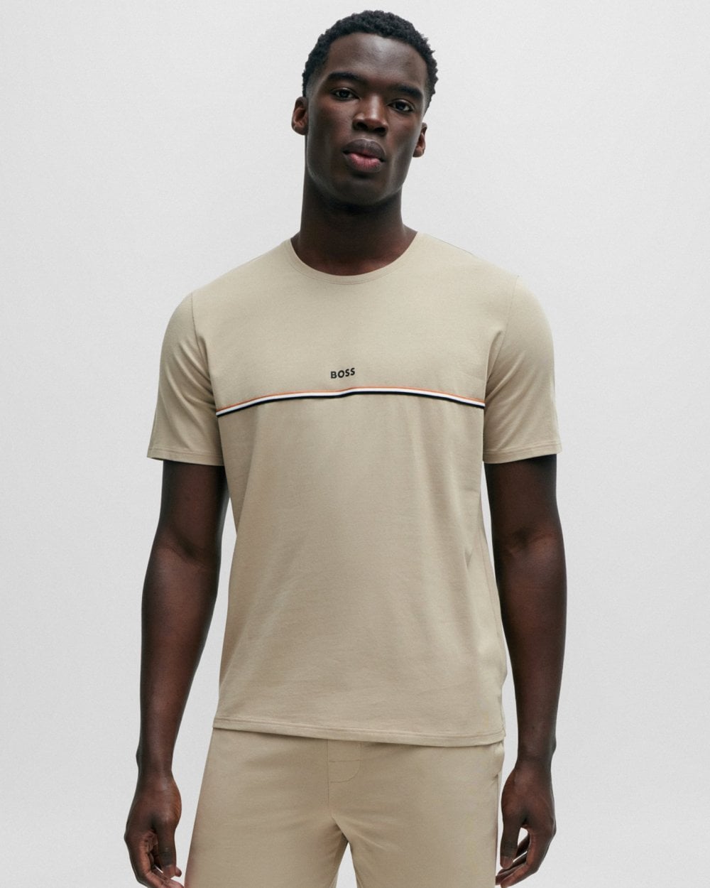 BOSS Orange Unique Mens Stretch-Cotton Pyjama T-Shirt with Logo Print