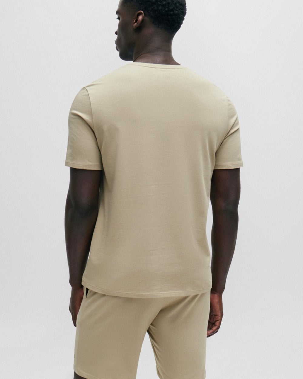 BOSS Orange Unique Mens Stretch-Cotton Pyjama T-Shirt with Logo Print - Dark Beige 255