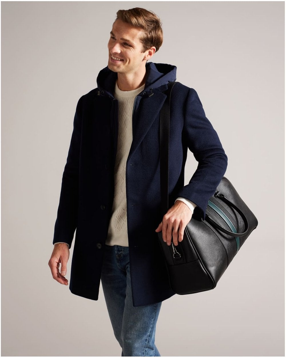 Ted Baker Evian Mens Striped PU Bowler Bag