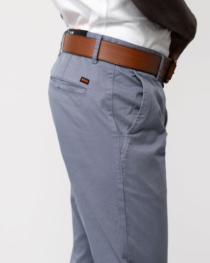 BOSS Orange Mens Slim Fit Chinos in Stretch-Cotton Satin - Navy 415