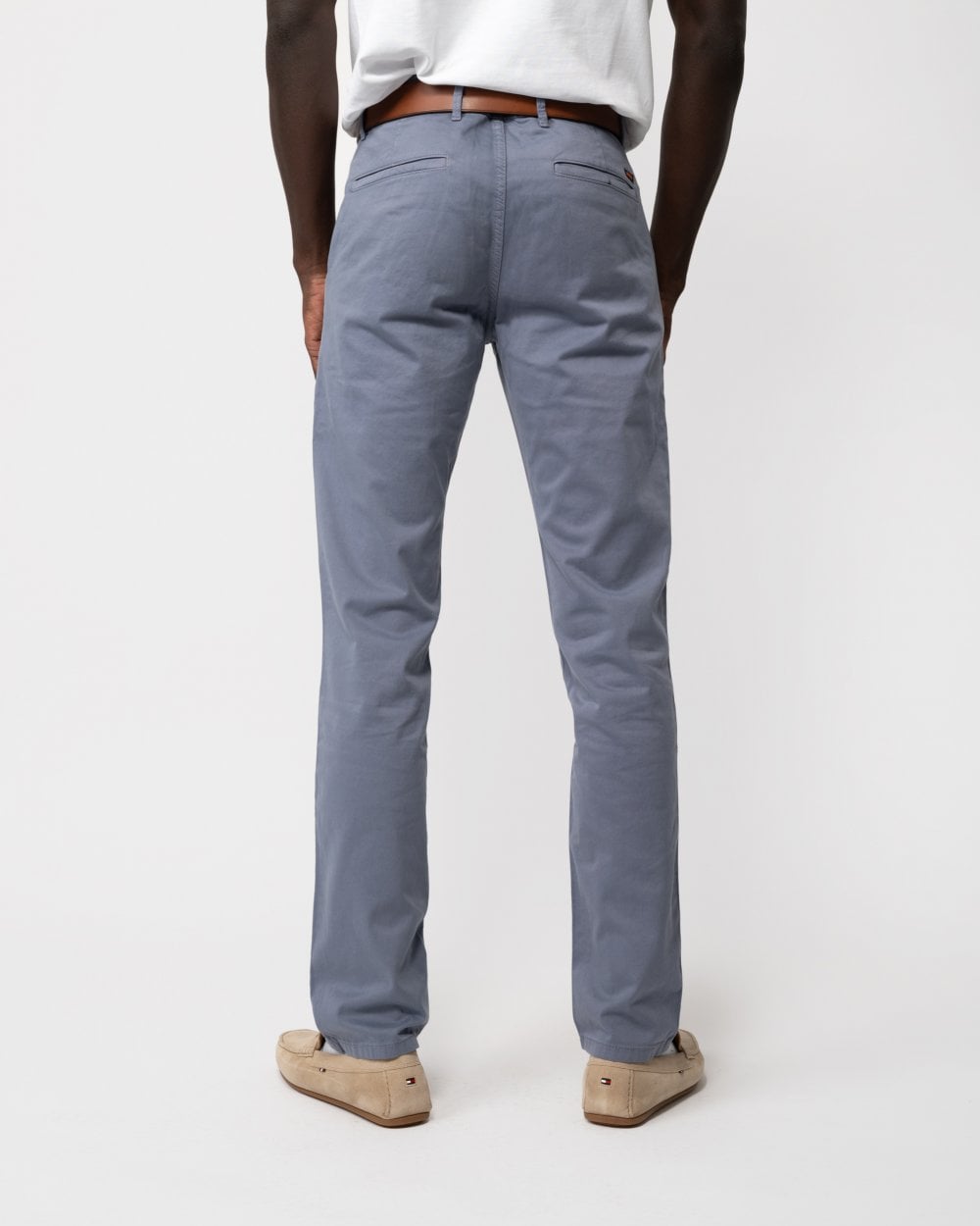 BOSS Orange Mens Slim Fit Chinos in Stretch-Cotton Satin - Navy 415