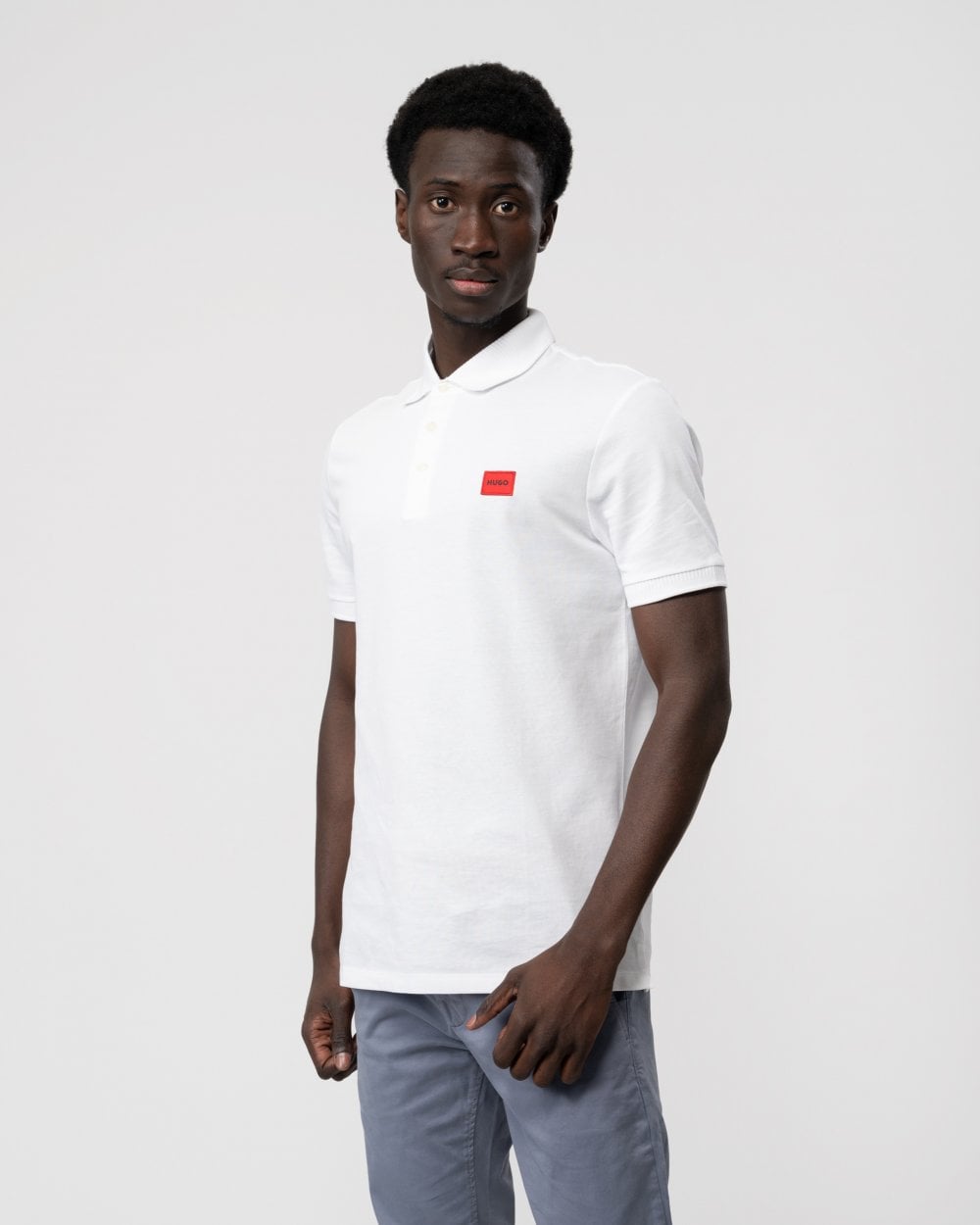 HUGO Dereso232 Mens Cotton-Piqué Slim-Fit Polo Shirt - White 100
