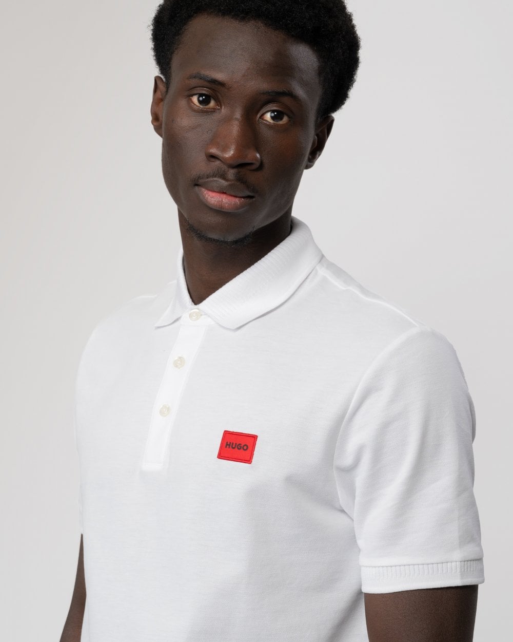 HUGO Dereso232 Mens Cotton-Piqué Slim-Fit Polo Shirt - White 100