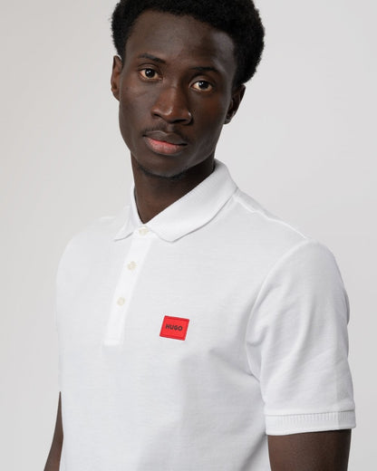 HUGO Dereso232 Mens Cotton-Piqué Slim-Fit Polo Shirt - White 100